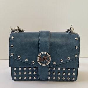 Michael Kors Steel Blue Studded Crossbody Bag